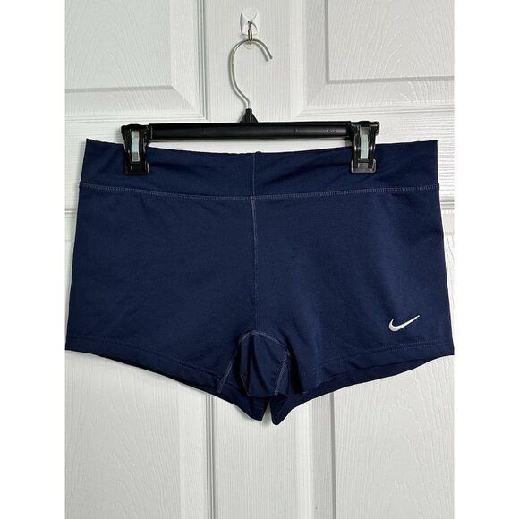 Nike Dri Fit Women’s Spandex Shorts Size Large Navy Blue Athletic Volleyball Gym - Picture 1 of 9